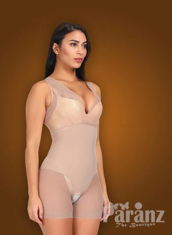 V cut neckline full body shaper with advanced waist slimming new side view