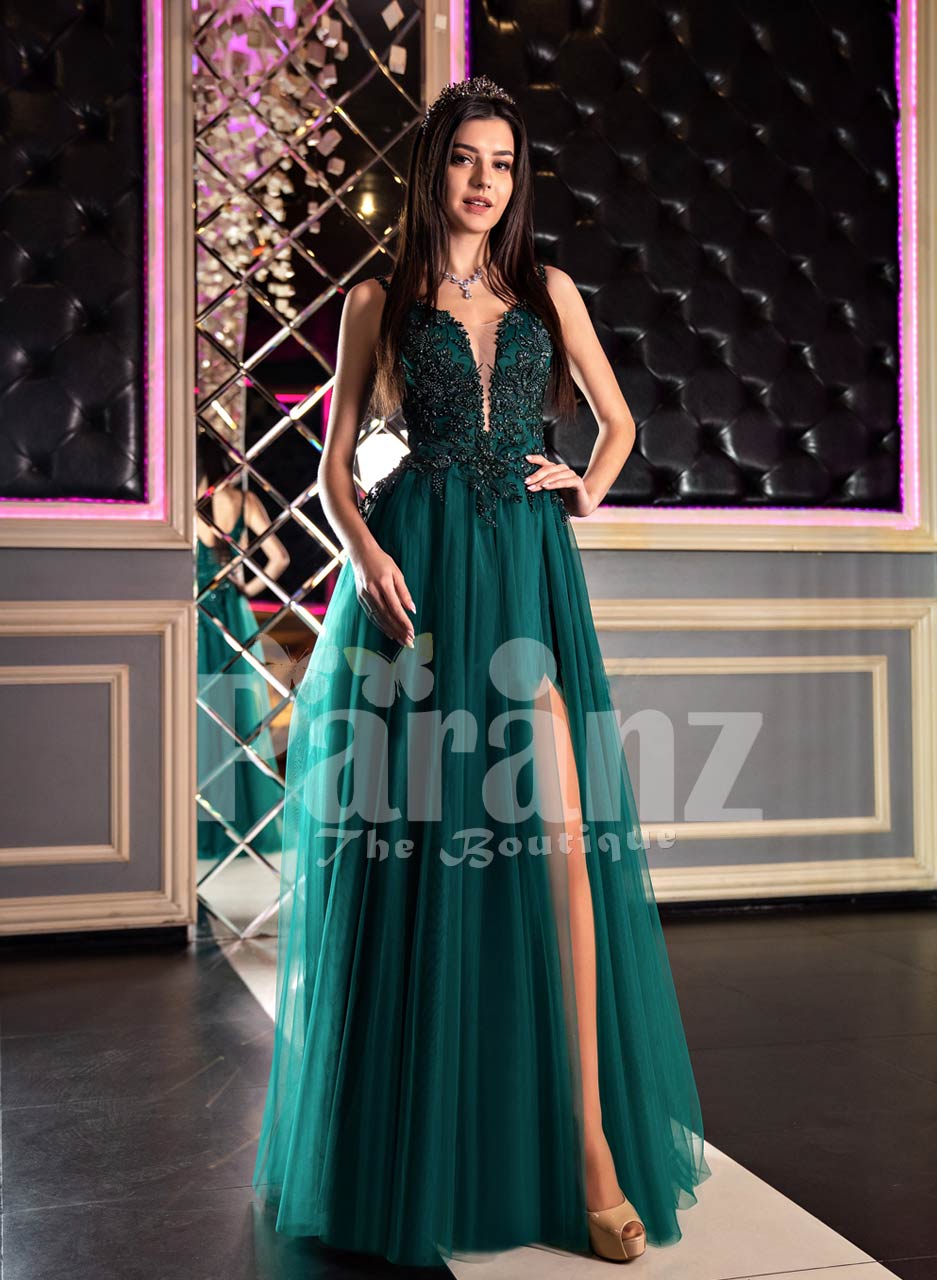 Emerald Green Strapless A-line Evening Dress,Emerald Green Satin Formal  Dress Y5372 - As Ph… | Dark green prom dresses, Prom dress inspiration, Green  formal dresses