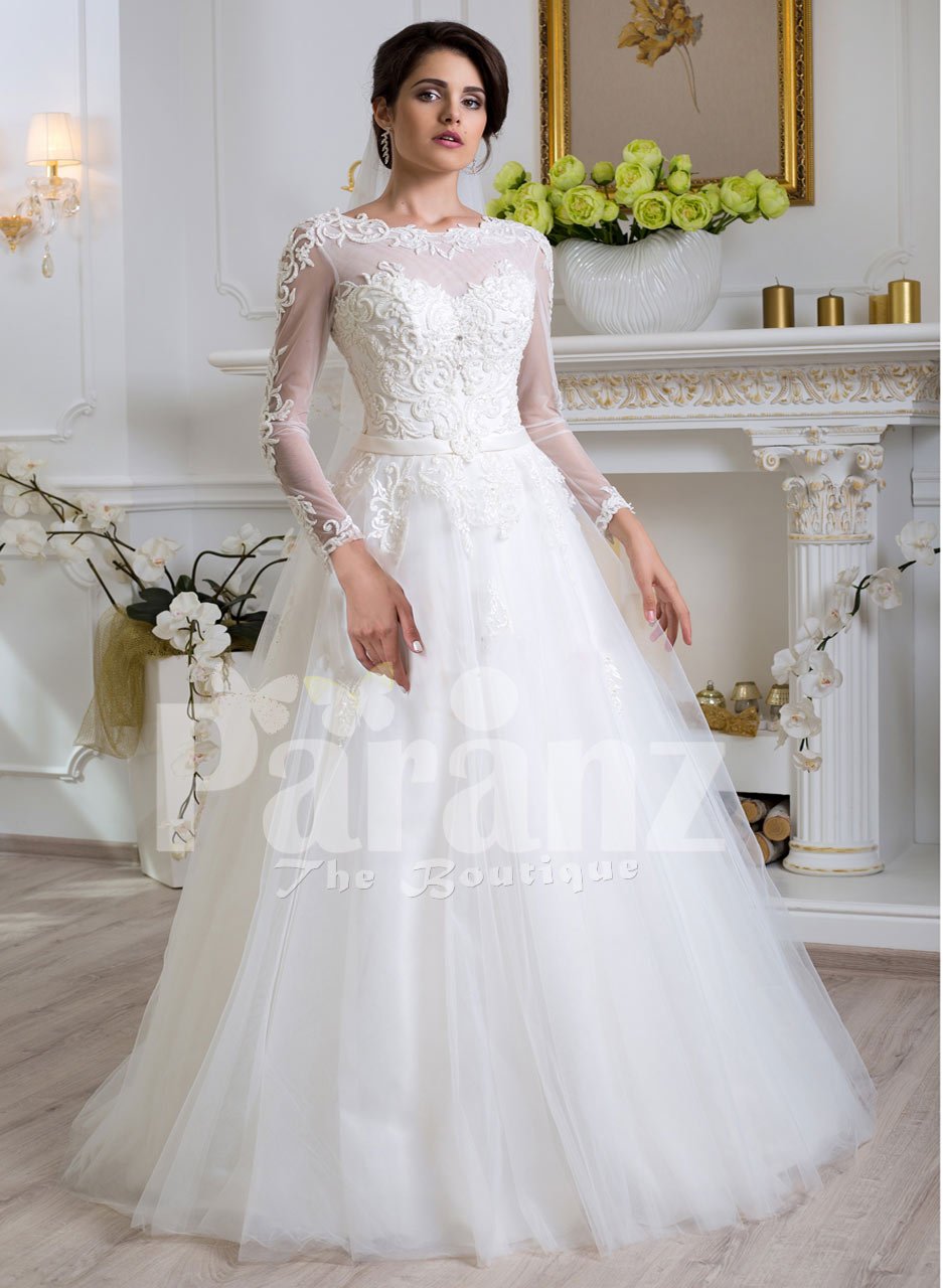 full sleeve white gown