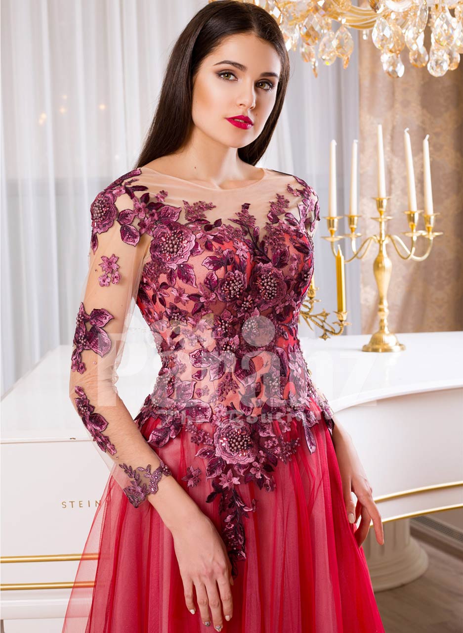 https://paranz.com/wp-content/uploads/2020/06/Women%E2%80%99s-full-sheer-sleeve-flared-tulle-skirt-evening-gown-with-floral-appliqu%C3%A9d-bodice-close-view.jpg