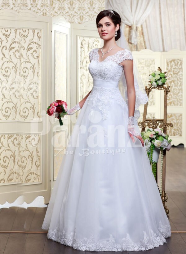 wedding gown with tulle skirt underneath