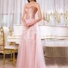 Women super glam evening gown with silver sequin bodice with pink tulle skirt