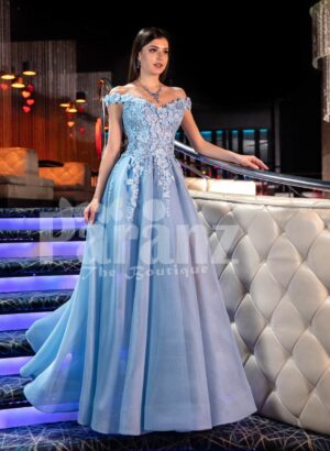 Womens off-shoulder super stylish fairy princess style flared tulle skirt evening gown
