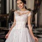 Womens princess style super gorgeous flared wedding tulle gown in pearl white