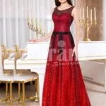 Womens red and black floor length rich satin evening gown with breathable lining