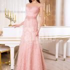 Women’s soft light pink mermaid style rich satin gown with same hue appliqués is presently available at Paranz with lots of size options.