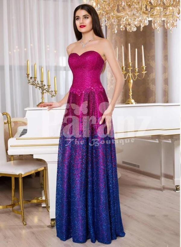 Womens super stunning glitz magenta pink and blue floor length glam evening gown