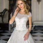Womens truly beautiful satin-tulle pearl white glitz wedding gown