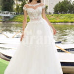 Women’s beautiful lacy floral bodice tulle skirt wedding gown in white