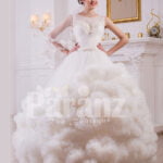 Women’s cloud ruffle hem high volume tulle skirt wedding gown in white