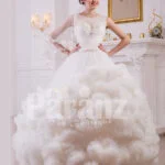 Women’s cloud ruffle hem high volume tulle skirt wedding gown in white