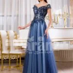 Women’s colorful floral appliquéd floor length tulle skirt evening gown