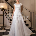 Women’s exclusive floor length tulle wedding gown with royal lacy bodice