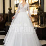 Women’s full sleeve glam lacy bodice and tulle skirt floor length wedding gown