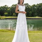 Women’s long white wedding tulle gown with sophisticated sleeveless bodice