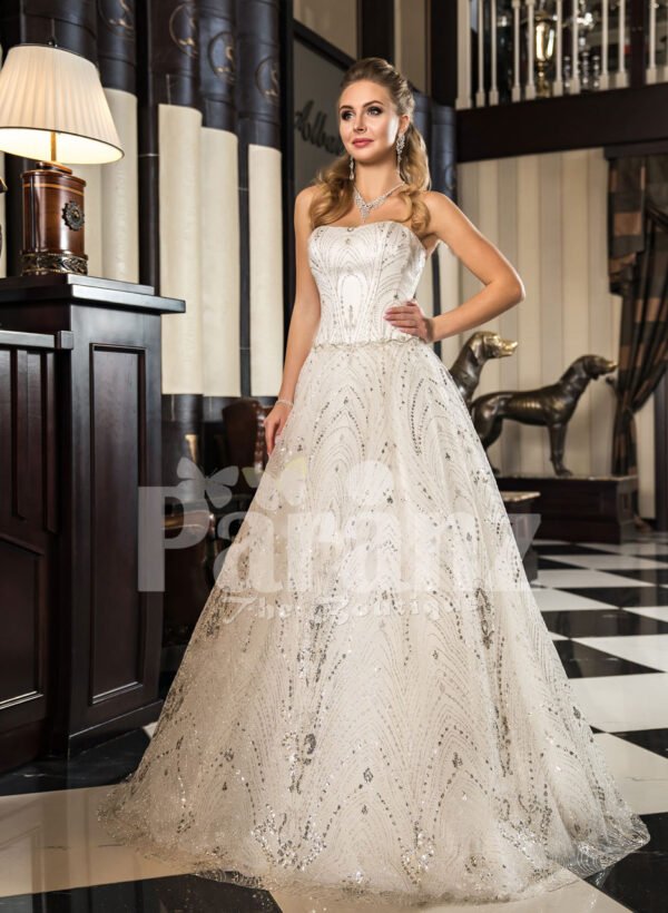 Women’s off-shoulder celebrity style glam glitz tulle skirt wedding gown
