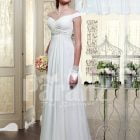 Women’s off-shoulder rich satin glossy white floor length wedding gown