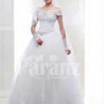 Women’s pretty princess style pearl white flared tulle skirt wedding gown