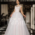 Women’s princess style super gorgeous flared wedding tulle gown in pearl white
