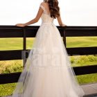 Women’s stunning all white tulle wedding gown with royal bodice back side view