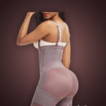 Women’s super slimming adjustable fabric underwear full body shaper in nude mauve new back side view