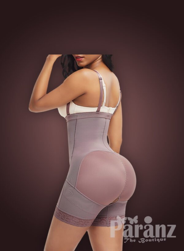 Women’s super slimming adjustable fabric underwear full body shaper in nude mauve new back side view