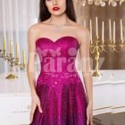 Women’s super stunning glitz magenta pink and blue floor length glam evening gown