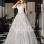 Women’s truly beautiful satin-tulle pearl white glitz wedding gown