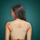 X back design under bust support and arm compression beige body shaper bra back side view New