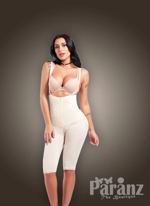 High waist tummy control underwear body shaper in white