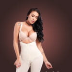 Open bust style tummy slimming body shaper with front zipper closure view