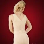 Semi open-bust style sleeveless body shaper with delicate lace work back side view