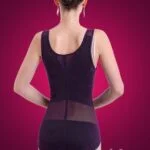 Sleeveless open-bust style net woven underwear body shaper back side view