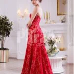 Women’s off-shoulder truly beautiful mermaid style evening gown with all over lace work side views