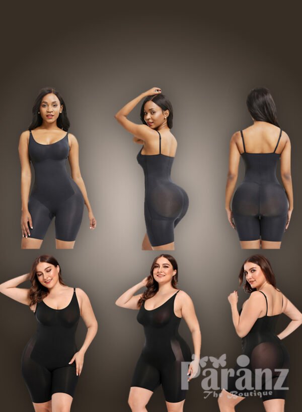 Women’s strappy tummy slimming and butt lifter full body shaper in black all