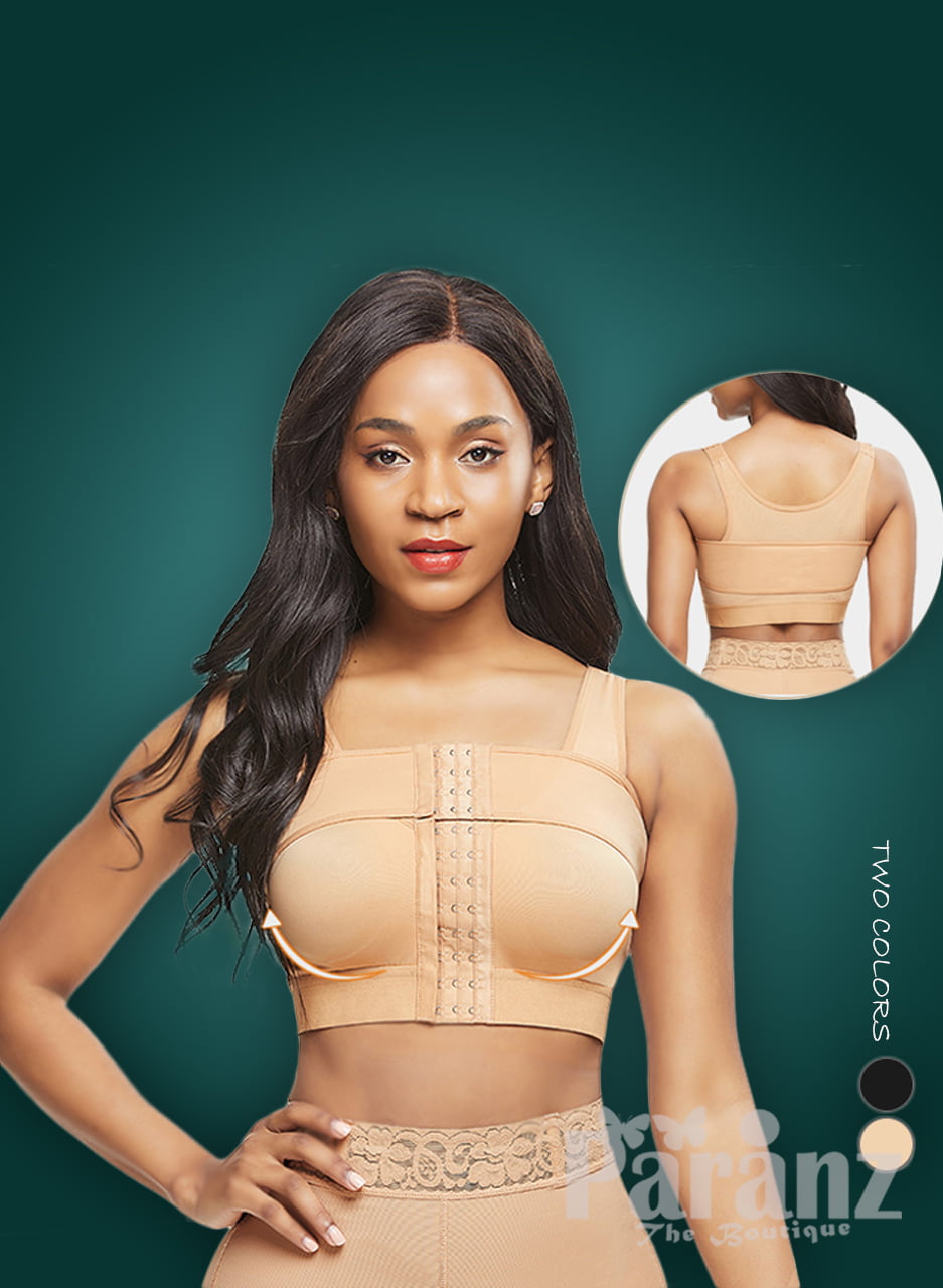 X back design under bust support and arm compression beige body shaper bra