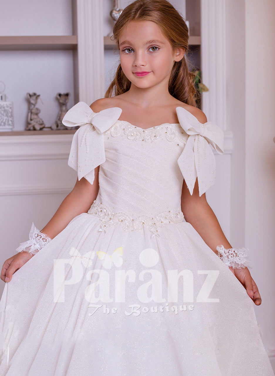 First Holy Communion Dress With Side Ruched And Beaded | Cachet Kids