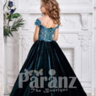 A sparkling blue formal dress for little girls to look dazzling back side view