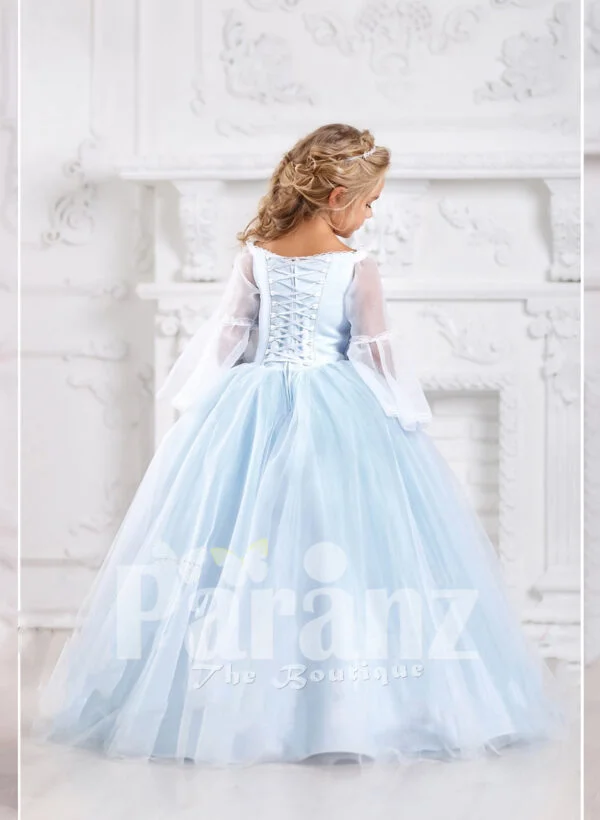 A tasteful long dress for little girls to rock formal parties side view