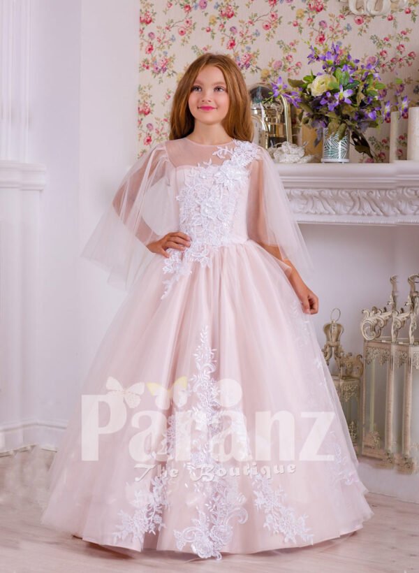 A white and long formal dress meant for little girls