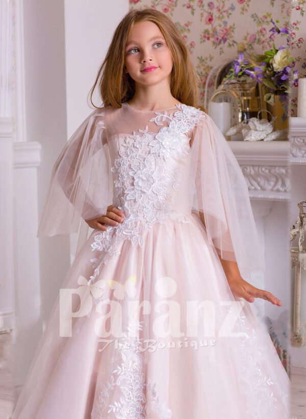 A white and long formal dress meant little girls