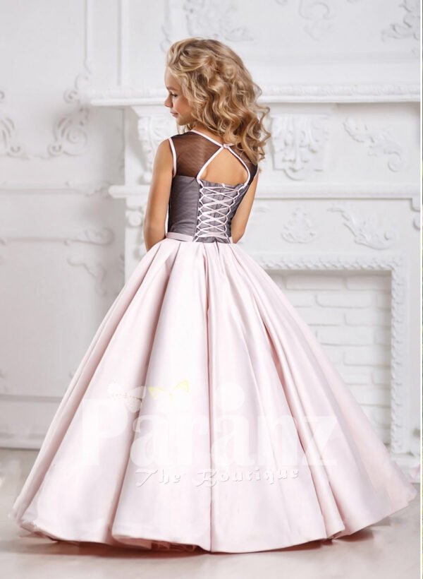 Blending flamboyance with innovative designing in formal dress for little girls back side view