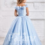 Formal blue dress for little girls to define their sophistication and grace back side view