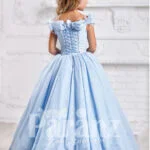 Formal blue dress for little girls to define their sophistication and grace back side view