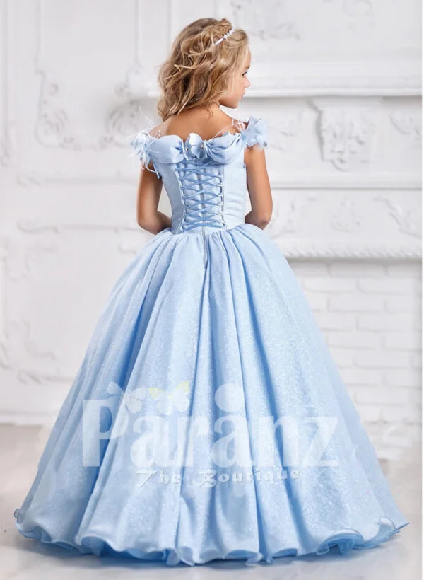 Formal blue dress for little girls to define their sophistication and grace back side view