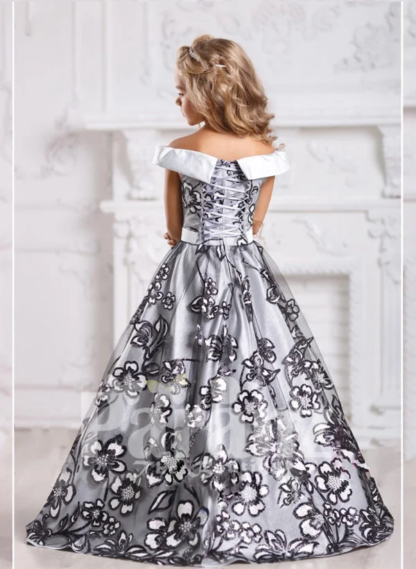 Magnificence redefined with this long formal dress for little girls back sideview