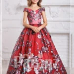 Majestic red long dress for little girls in red