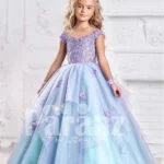 Smart and elegant formal dress for little girls in oceanic blue hue