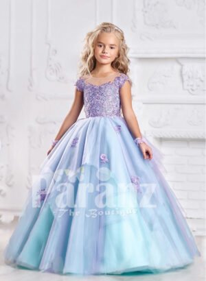Smart and elegant formal dress for little girls in oceanic blue hue