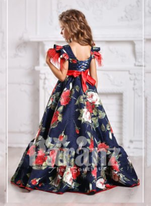 The little girl’s formal long dress for your little pie to look majestic back side view